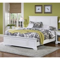 Homestyles Naples Queen Bed With Wood Raised Panel Headboard Footboard And Matching Rails, White