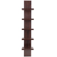 Danya B 5 Tier Wall Shelf Unit Narrow Smooth Laminate Finish - Vertical Column Shelf Floating Storage Home Decor Organizer Tall Tower Design Utility Shelf Bedroom Living Room 5.1 X 6 X 30 (Brown)