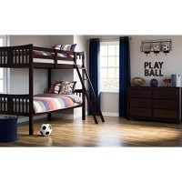 Storkcraft Caribou Solid Hardwood Twin Bunk Bed With Ladder And Safety Rail, Espresso