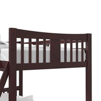 Storkcraft Caribou Solid Hardwood Twin Bunk Bed With Ladder And Safety Rail, Espresso