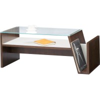Azumaya Coffee Glass Low Table With Magazine Rack Moc-01Br