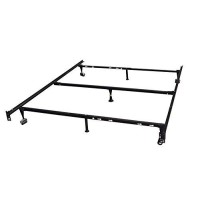 Kings Brand 7-Leg Heavy Duty Adjustable Metal Queen Size Bed Frame With Center Support Rug Rollers And Locking Wheel
