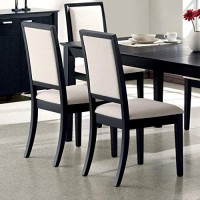 Louise Upholstered Dining Side Chairs Black And Cream (Set Of 2) 101562