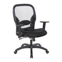 Office Star Em Series Deluxe Screen Back And Mesh Seat Chair With Adjustable Lumbar Support, Height And Arms, Icon Black