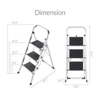 Hailo K60 Standardline Aluminum Folding Step Three Large Steps With Non-Skid Mats Folding Safety Mechanism Rectangular Rail For Convenient Transport Rustproof Easy To Store