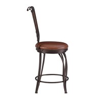 Powell Bronze With Muted Copper Stamped Back Counter Stool, 24, Bronzemuted Copper Back