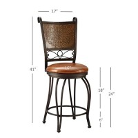 Powell Bronze With Muted Copper Stamped Back Counter Stool, 24, Bronzemuted Copper Back