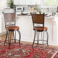 Powell Bronze With Muted Copper Stamped Back Counter Stool, 24, Bronzemuted Copper Back