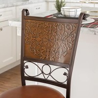 Powell Bronze With Muted Copper Stamped Back Counter Stool, 24, Bronzemuted Copper Back