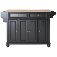 Crosley Furniture Cambridge Full Size Kitchen Island With Natural Wood Top, Black