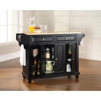 Crosley Furniture Cambridge Full Size Kitchen Island With Natural Wood Top, Black