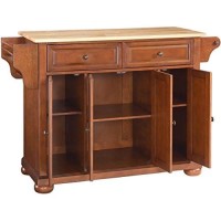 Crosley Furniture Alexandria Full Size Kitchen Island With Natural Wood Top, Classic Cherry