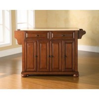 Crosley Furniture Alexandria Full Size Kitchen Island With Natural Wood Top, Classic Cherry