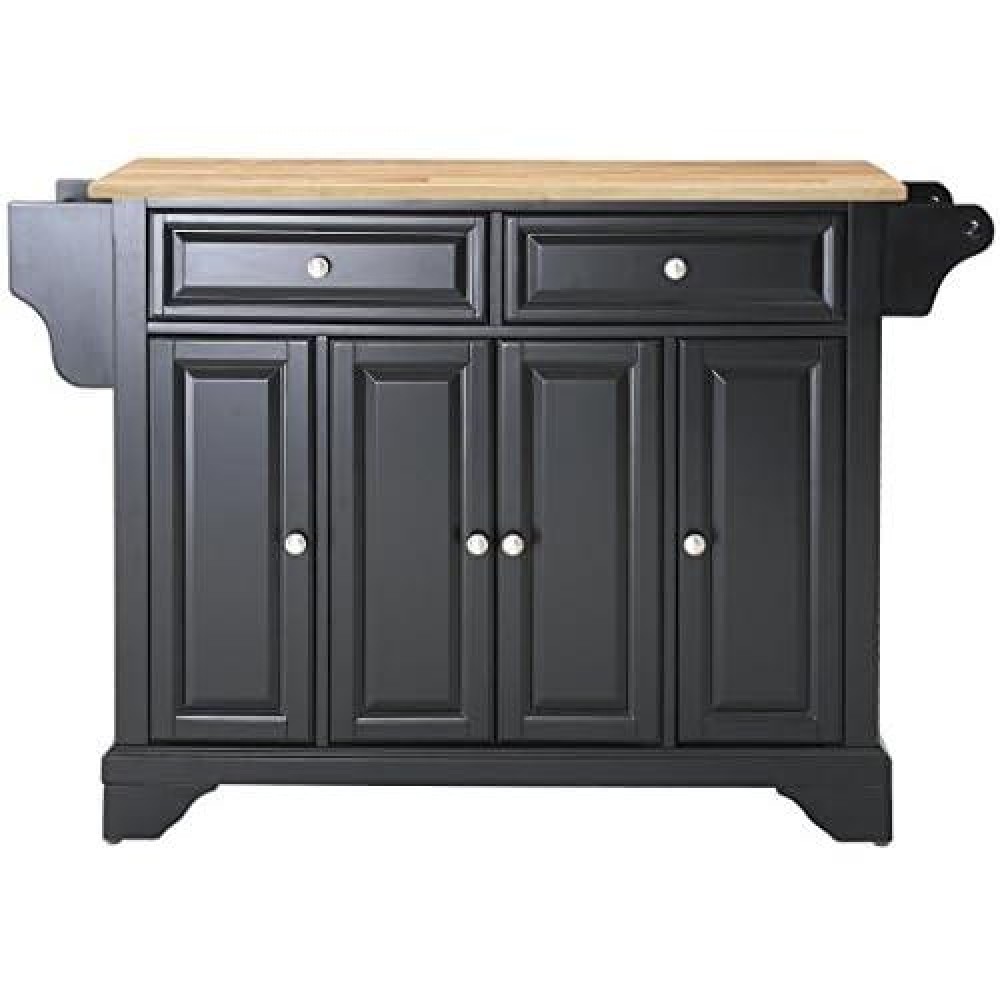 Crosley Furniture Lafayette Full Size Kitchen Island With Natural Wood Top, Black