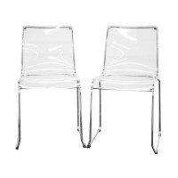Baxton Studio Lino Transparent Clear Acrylic Dining Chair, Set Of 2, Clear