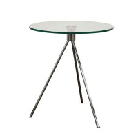 Baxton Studio Triplet Round Glass Top End Table With Tripod Base, Clear, Medium (Ttt-01)