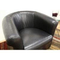 Baxton Studio Julian Black Faux Leather Club Chair With 360 Degree Swivel