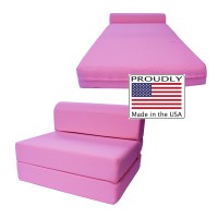 D&D Futon Furniture Pink Sleeper Chair Folding Foam Bed, 70 X 32 X 6, Studio Guest Foldable Sofa Bed, Couch, High Density Foam 18 Pounds