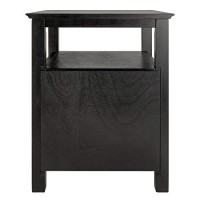 Winsome Solid Wood 2 Drawer Timber Night Stand Black Finish