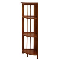Casual Home 4-Shelf Corner Folding Bookcase, Honey Oak