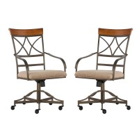 Powell Furniture Pewter And Bronze Hamilton Swivel Arm Chair Set Of 2 With Casters By Powell, Dining Height