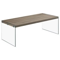 Monarch Specialties , Coffee Table, Tempered Glass, Dark Taupe, 44L