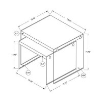 Monarch Specialties ,Nesting Table, Tempered Glass, Dark Taupe