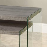 Monarch Specialties ,Nesting Table, Tempered Glass, Dark Taupe