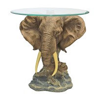 Design Toscano Ky86485 Lord Earl Houghtons Trophy Elephant Glass-Topped Tablefull Color20 Inch