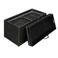 Convenience Concepts Designs4Comfort Sheridan Storage Bench W 2 Side Ottomans, Black