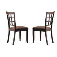 Acme Cardiff Side Chair (Set-2) - 0 - Espresso & Dark Brown Microfiber