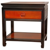 Oriental Furniture Rosewood Bedside Table - Two-Tone