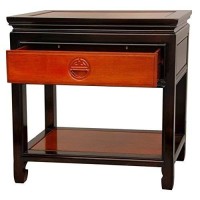 Oriental Furniture Rosewood Bedside Table - Two-Tone