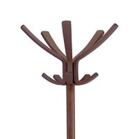 Alba - Floor Coat Rack Stand - 5 Double Pegs - Clothes - Umbrella And Accessory Holder - Stable Weighted Base - Easy Assembly - Wood - Espresso Brown - Pmcafe