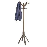 Alba - Floor Coat Rack Stand - 5 Double Pegs - Clothes - Umbrella And Accessory Holder - Stable Weighted Base - Easy Assembly - Wood - Espresso Brown - Pmcafe