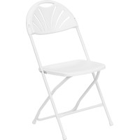 Flash Furniture Hercules Series 650 Lb Capacity White Plastic Fan Back Folding Chair
