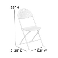 Flash Furniture Hercules Series 650 Lb Capacity White Plastic Fan Back Folding Chair