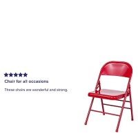 Flash Furniture Hercules Series Triple Braced & Double Hinged Red Metal Folding Chair