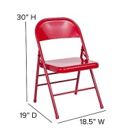 Flash Furniture Hercules Series Triple Braced & Double Hinged Red Metal Folding Chair