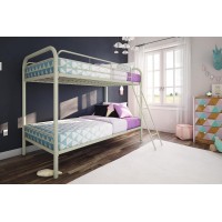 Dhp Twin-Over-Twin Bunk Bed With Metal Frame And Ladder, Space-Saving Design, White