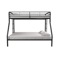 Dhp Twin-Over-Full Bunk Bed With Metal Frame And Ladder, Space-Saving Design, Black
