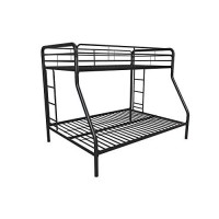 Dhp Twin-Over-Full Bunk Bed With Metal Frame And Ladder, Space-Saving Design, Black