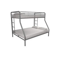 Dhp Twin-Over-Full Bunk Bed With Metal Frame And Ladder, Space-Saving Design, Silver