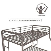 Dhp Twin-Over-Full Bunk Bed With Metal Frame And Ladder, Space-Saving Design, Silver