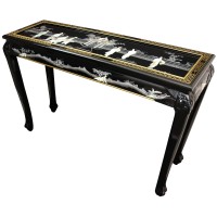 Oriental Furniture Claw Foot Console Table - Black Mother Of Pearl Ladies