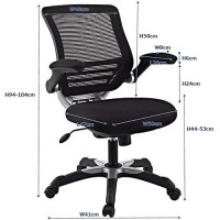 Modway Edge Mesh Back And Mesh Seat Office Chair In Black With Flip-Up Arms In Black