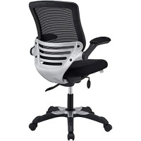 Modway Edge Mesh Back And Mesh Seat Office Chair In Black With Flip-Up Arms In Black