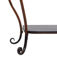 Deco 79 Metal Floral Embossed 1 Shelf Console Table With Ornate Scroll Legs, 43 X 14 X 32, Brown