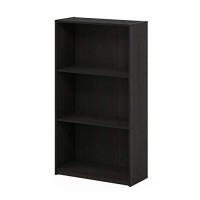 Furinno Basic 3-Tier Bookcase Storage Shelves, Espresso