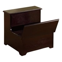 King'S Brand Cherry Finish Wood Bedroom Bed Storage Step Stool